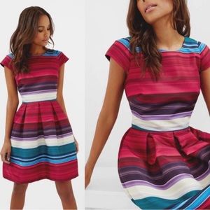 Ted Baker London Rozah Blushing Bouquet Striped Dress sz 3
